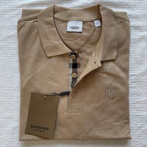 BURBERRY MEN'S BEIGE COTTON POLO SHIRT XLARGE